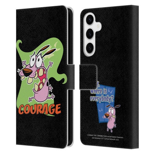 Courage The Cowardly Dog Graphics Character Art Leather Book Wallet Case Cover For Samsung Galaxy S24+ 5G