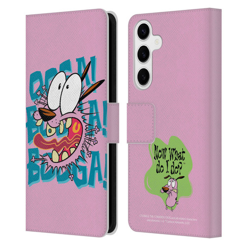 Courage The Cowardly Dog Graphics Spooked Leather Book Wallet Case Cover For Samsung Galaxy S24+ 5G