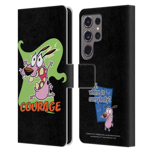 Courage The Cowardly Dog Graphics Character Art Leather Book Wallet Case Cover For Samsung Galaxy S24 Ultra 5G