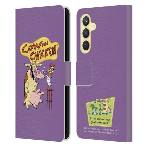 Cow and Chicken Graphics Character Art Leather Book Wallet Case Cover For Samsung Galaxy S23 FE 5G