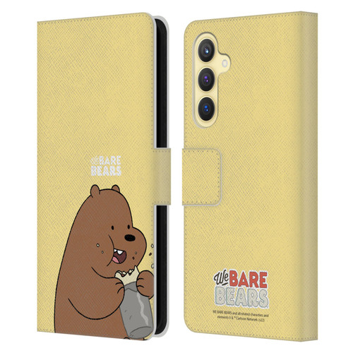 We Bare Bears Character Art Grizzly Leather Book Wallet Case Cover For Samsung Galaxy S23 FE 5G