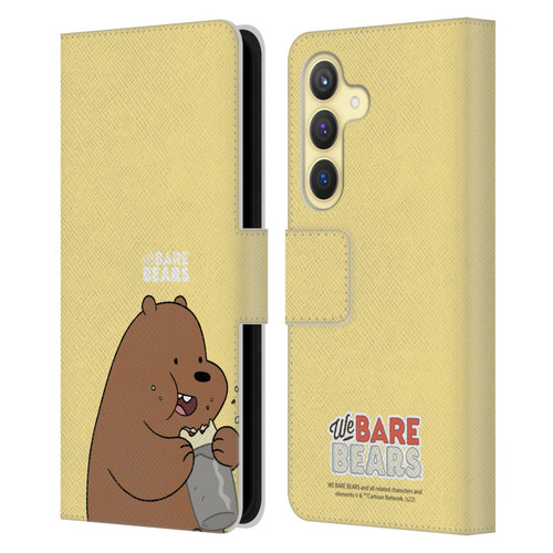 We Bare Bears Character Art Grizzly Leather Book Wallet Case Cover For Samsung Galaxy S24 5G