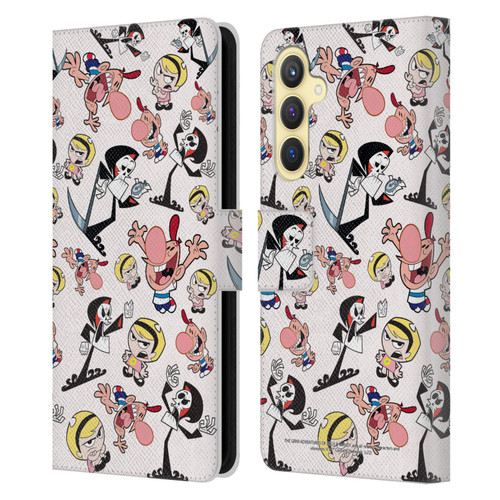 The Grim Adventures of Billy & Mandy Graphics Icons Leather Book Wallet Case Cover For Samsung Galaxy S23 FE 5G