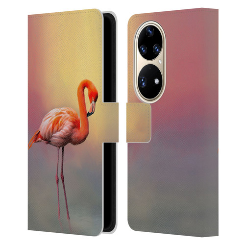 Simone Gatterwe Assorted Designs American Flamingo Leather Book Wallet Case Cover For Huawei P50 Pro