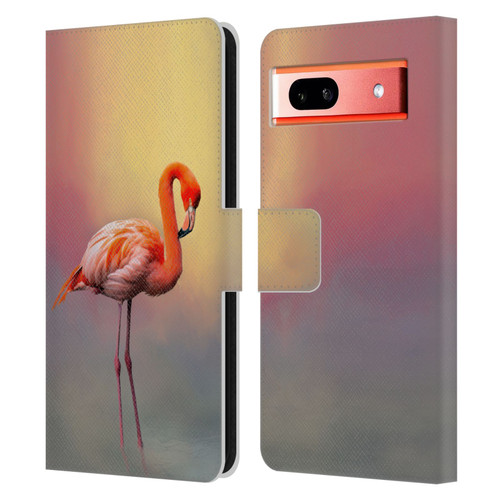 Simone Gatterwe Assorted Designs American Flamingo Leather Book Wallet Case Cover For Google Pixel 7a