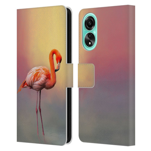 Simone Gatterwe Assorted Designs American Flamingo Leather Book Wallet Case Cover For OPPO A78 5G