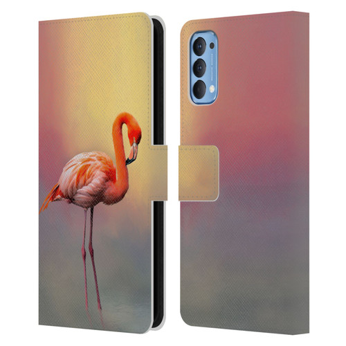 Simone Gatterwe Assorted Designs American Flamingo Leather Book Wallet Case Cover For OPPO Reno 4 5G