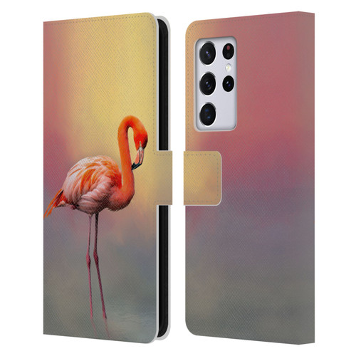 Simone Gatterwe Assorted Designs American Flamingo Leather Book Wallet Case Cover For Samsung Galaxy S21 Ultra 5G
