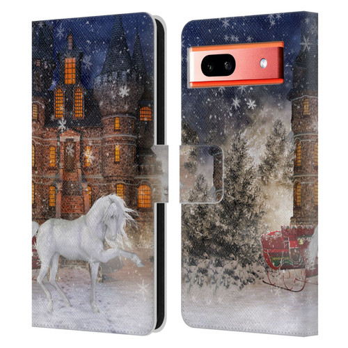 Simone Gatterwe Horses Christmas Time Leather Book Wallet Case Cover For Google Pixel 7a