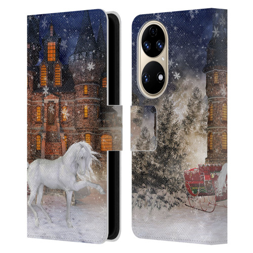 Simone Gatterwe Horses Christmas Time Leather Book Wallet Case Cover For Huawei P50