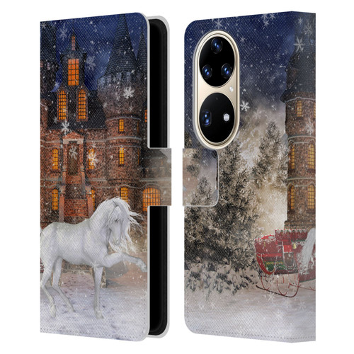 Simone Gatterwe Horses Christmas Time Leather Book Wallet Case Cover For Huawei P50 Pro