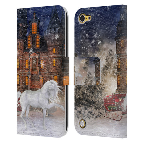 Simone Gatterwe Horses Christmas Time Leather Book Wallet Case Cover For Apple iPod Touch 5G 5th Gen