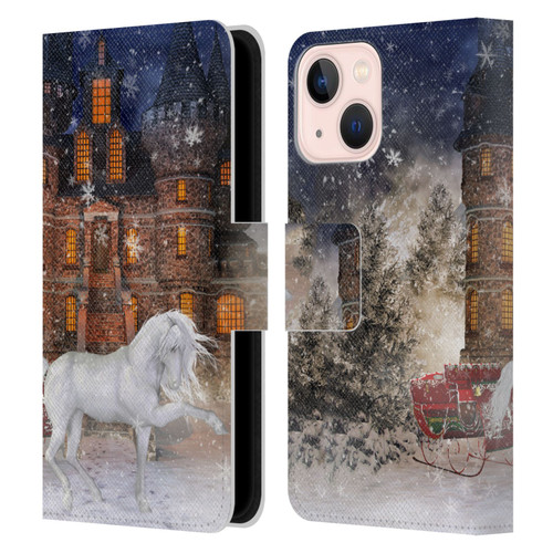 Simone Gatterwe Horses Christmas Time Leather Book Wallet Case Cover For Apple iPhone 13 Mini