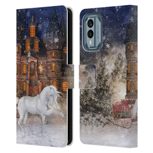 Simone Gatterwe Horses Christmas Time Leather Book Wallet Case Cover For Nokia X30