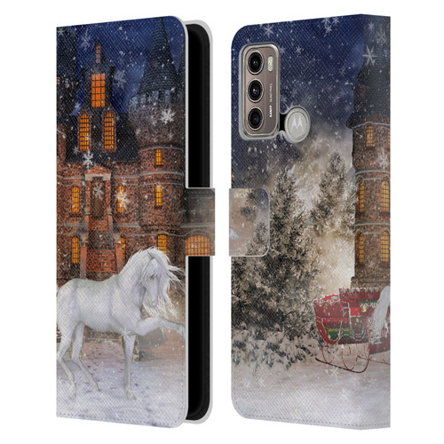 Simone Gatterwe Horses Christmas Time Leather Book Wallet Case Cover For Motorola Moto G60 / Moto G40 Fusion