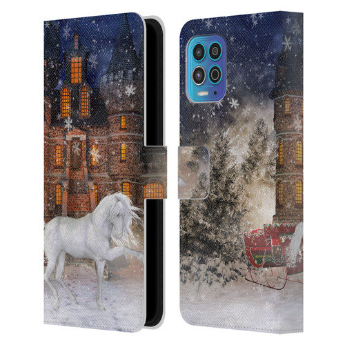 Simone Gatterwe Horses Christmas Time Leather Book Wallet Case Cover For Motorola Moto G100