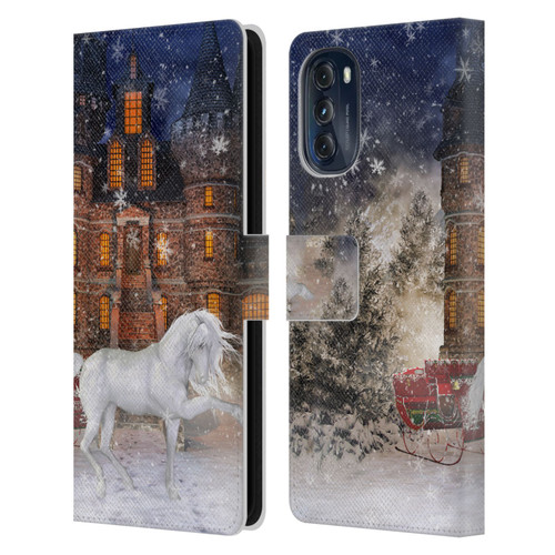 Simone Gatterwe Horses Christmas Time Leather Book Wallet Case Cover For Motorola Moto G (2022)
