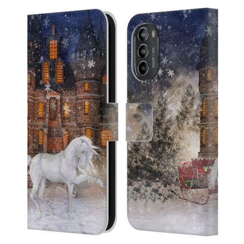 Simone Gatterwe Horses Christmas Time Leather Book Wallet Case Cover For Motorola Moto G82 5G