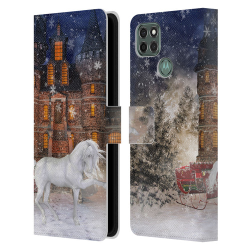 Simone Gatterwe Horses Christmas Time Leather Book Wallet Case Cover For Motorola Moto G9 Power