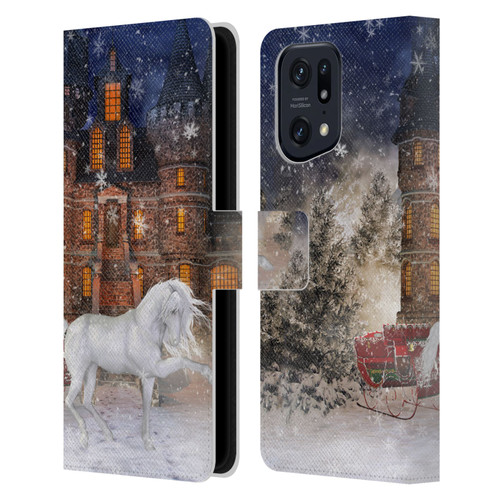 Simone Gatterwe Horses Christmas Time Leather Book Wallet Case Cover For OPPO Find X5 Pro