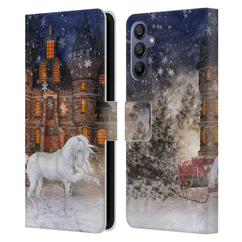 Simone Gatterwe Horses Christmas Time Leather Book Wallet Case Cover For Samsung Galaxy A15