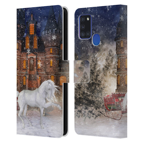 Simone Gatterwe Horses Christmas Time Leather Book Wallet Case Cover For Samsung Galaxy A21s (2020)