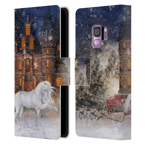 Simone Gatterwe Horses Christmas Time Leather Book Wallet Case Cover For Samsung Galaxy S9