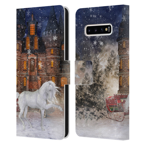 Simone Gatterwe Horses Christmas Time Leather Book Wallet Case Cover For Samsung Galaxy S10+ / S10 Plus
