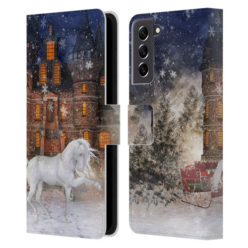 Simone Gatterwe Horses Christmas Time Leather Book Wallet Case Cover For Samsung Galaxy S21 FE 5G