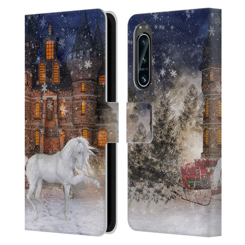 Simone Gatterwe Horses Christmas Time Leather Book Wallet Case Cover For Sony Xperia 5 IV