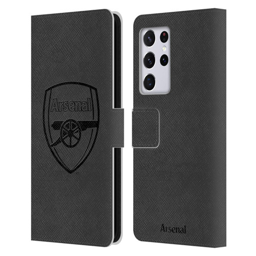 Arsenal FC Crest 2 Black Logo Leather Book Wallet Case Cover For Samsung Galaxy S21 Ultra 5G