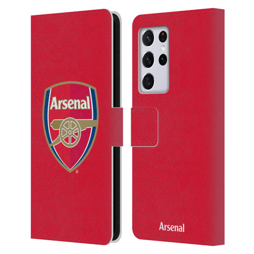 Arsenal FC Crest 2 Full Colour Red Leather Book Wallet Case Cover For Samsung Galaxy S21 Ultra 5G