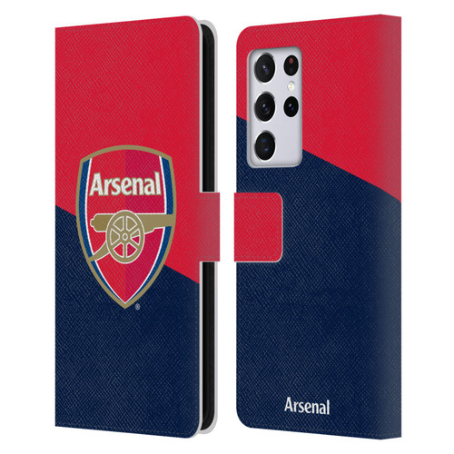 Arsenal FC Crest 2 Red & Blue Logo Leather Book Wallet Case Cover For Samsung Galaxy S21 Ultra 5G