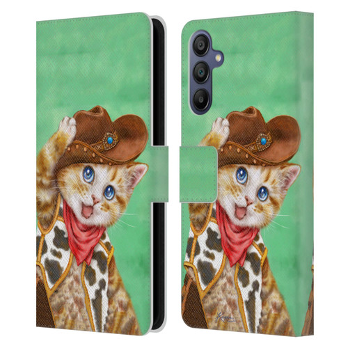 Kayomi Harai Animals And Fantasy Cowboy Kitten Leather Book Wallet Case Cover For Samsung Galaxy A15