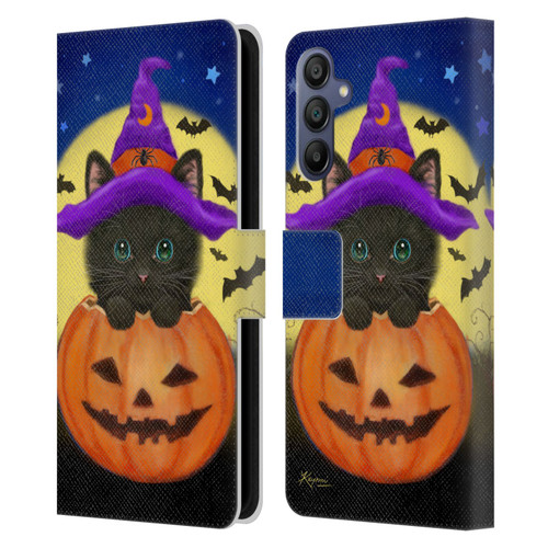Kayomi Harai Animals And Fantasy Halloween With Cat Leather Book Wallet Case Cover For Samsung Galaxy A15