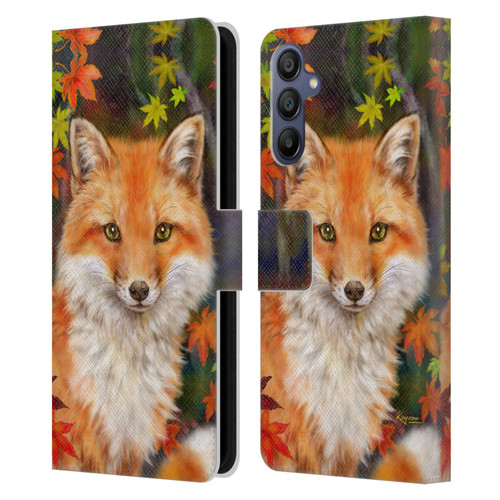 Kayomi Harai Animals And Fantasy Fox With Autumn Leaves Leather Book Wallet Case Cover For Samsung Galaxy A15