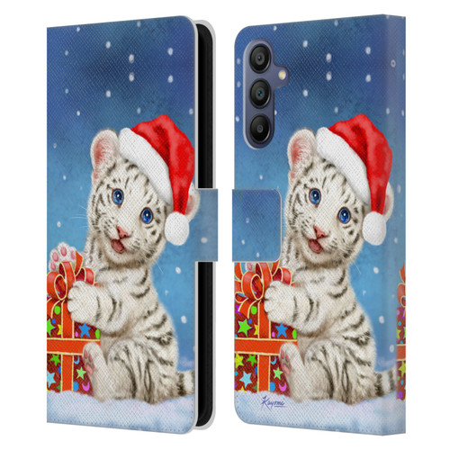 Kayomi Harai Animals And Fantasy White Tiger Christmas Gift Leather Book Wallet Case Cover For Samsung Galaxy A15