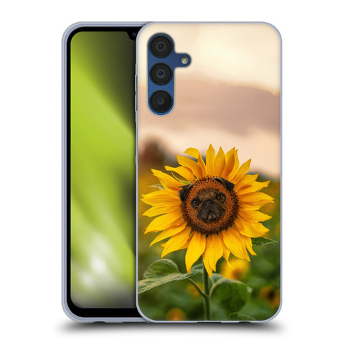 Pixelmated Animals Surreal Pets Pugflower Soft Gel Case for Samsung Galaxy A15