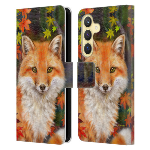 Kayomi Harai Animals And Fantasy Fox With Autumn Leaves Leather Book Wallet Case Cover For Samsung Galaxy S24 5G