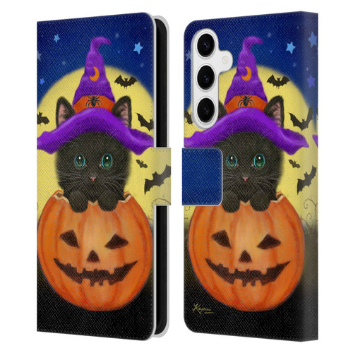 Kayomi Harai Animals And Fantasy Halloween With Cat Leather Book Wallet Case Cover For Samsung Galaxy S24+ 5G