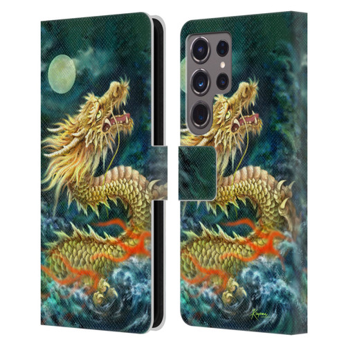 Kayomi Harai Animals And Fantasy Asian Dragon In The Moon Leather Book Wallet Case Cover For Samsung Galaxy S24 Ultra 5G