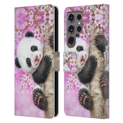 Kayomi Harai Animals And Fantasy Cherry Blossom Panda Leather Book Wallet Case Cover For Samsung Galaxy S24 Ultra 5G