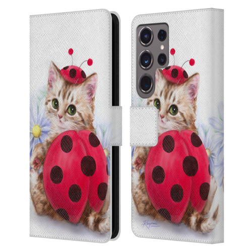 Kayomi Harai Animals And Fantasy Kitten Cat Lady Bug Leather Book Wallet Case Cover For Samsung Galaxy S24 Ultra 5G
