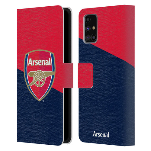 Arsenal FC Crest 2 Red & Blue Logo Leather Book Wallet Case Cover For Samsung Galaxy M31s (2020)
