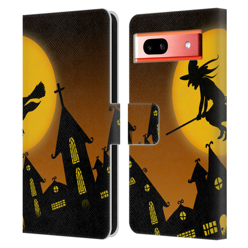 Simone Gatterwe Halloween Witch Leather Book Wallet Case Cover For Google Pixel 7a