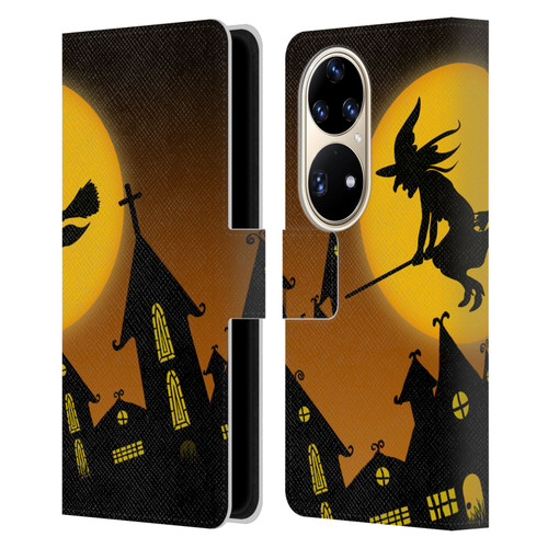 Simone Gatterwe Halloween Witch Leather Book Wallet Case Cover For Huawei P50 Pro