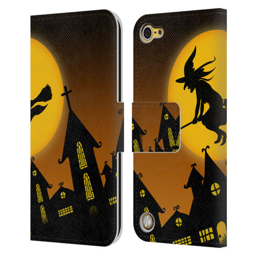 Simone Gatterwe Halloween Witch Leather Book Wallet Case Cover For Apple iPod Touch 5G 5th Gen