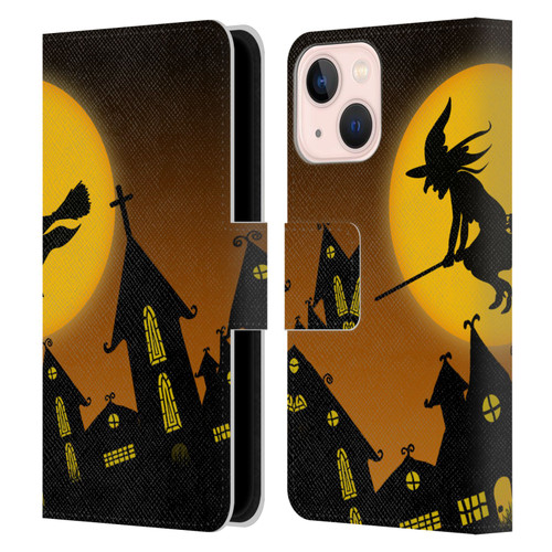 Simone Gatterwe Halloween Witch Leather Book Wallet Case Cover For Apple iPhone 13 Mini
