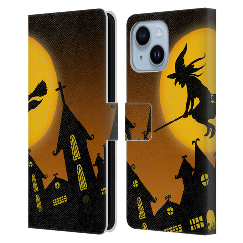 Simone Gatterwe Halloween Witch Leather Book Wallet Case Cover For Apple iPhone 14 Plus