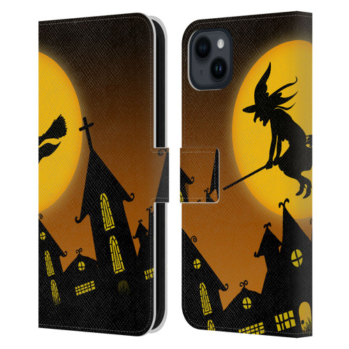 Simone Gatterwe Halloween Witch Leather Book Wallet Case Cover For Apple iPhone 15 Plus